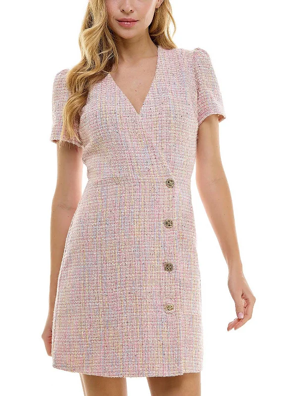 Today’s Deals, Tomorrow’s Regrets!Juniors Womens Boucle Sequined Mini Dress