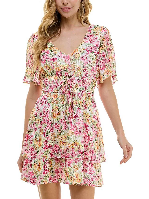 Today Only – Don’t Miss It!Juniors Womens Floral Tiered Mini Dress