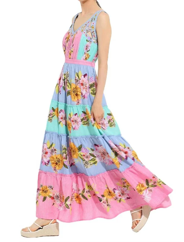 Don’t Wait – Deals Won’t Last!Kelli Cutout Tiered Maxi Dress In Pink Multi