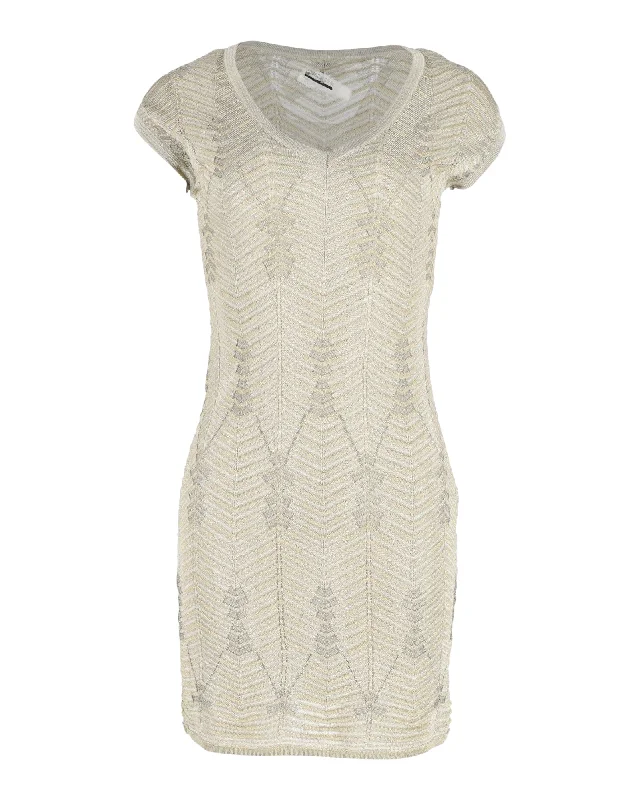 Act Fast – Limited Time Savings!M Missoni V-Neck Mini Dress in Beige Viscose