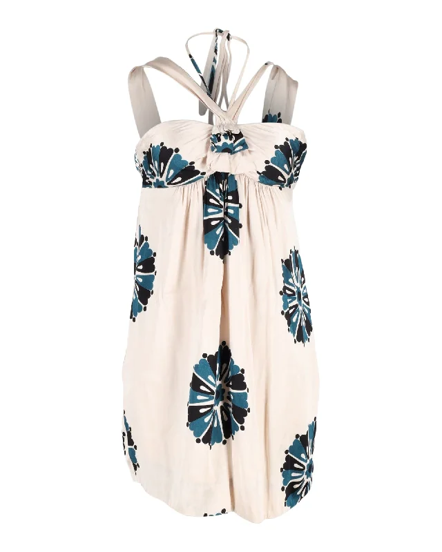 Buy More, Pay Less!Marc by Marc Jacobs Floral Print Mini Dress in Cream Rayon