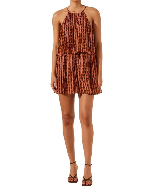 Best Offers of the Month!Martina Halter Tiered Mini Dress In Coral Pink/multi