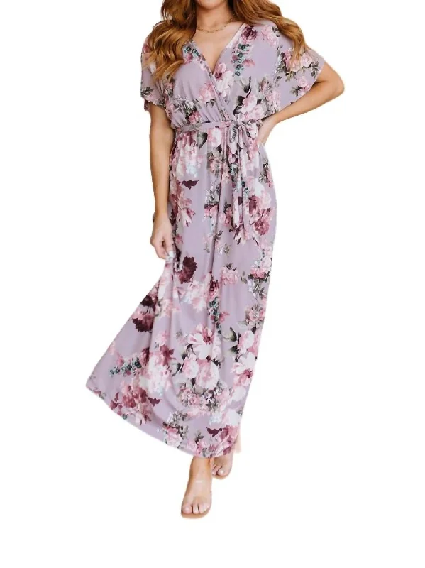 Enjoy Huge Discounts Now!Melodic Memory Floral Maxi Dress In Lilac