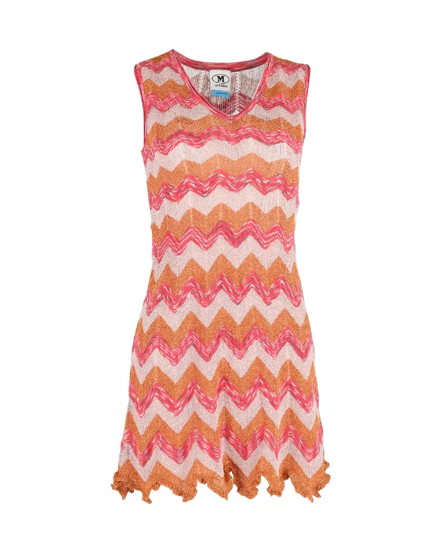 Huge Savings – Act Now!Missoni Zig-Zag Knit Mini Dress in Multicolor Cotton Blend