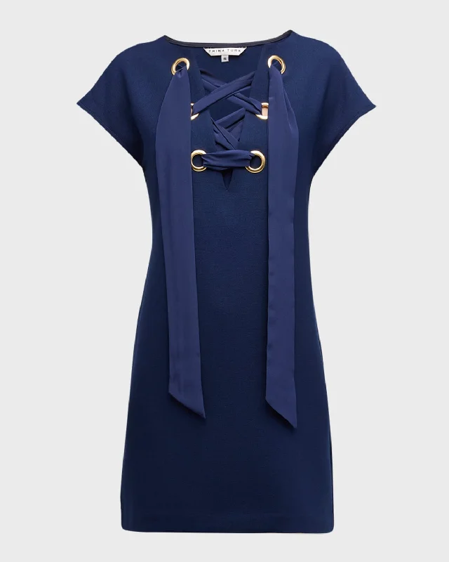 Your Shopping Spree Starts Here!Orlando Lace-Up Cap-Sleeve Mini Dress