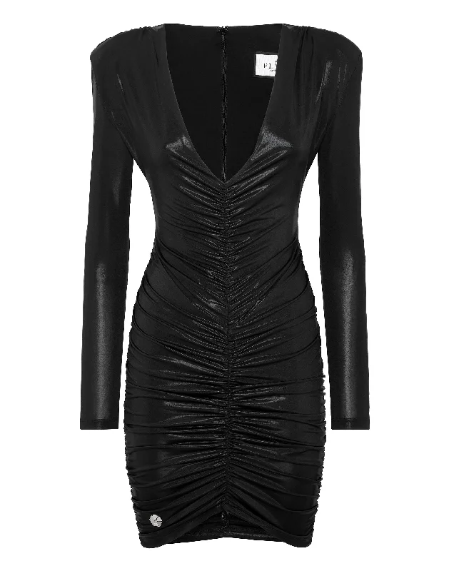 Shop Early, Save Big!Padded Shoulder Lame Mini Dress