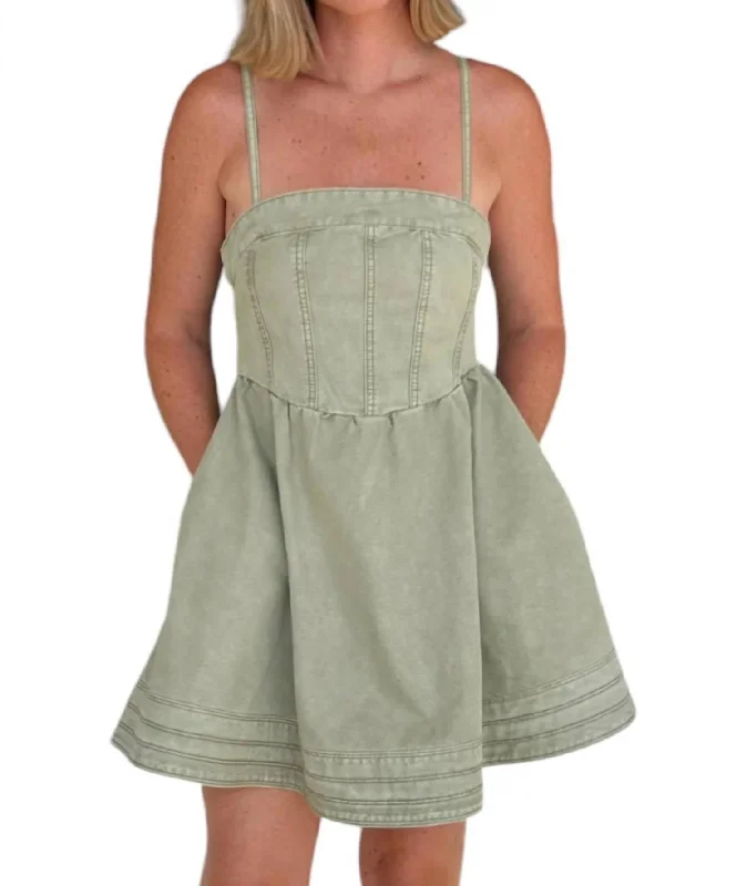Buy More, Save More!Perk Up Mini Dress In Washed Olive