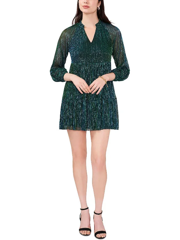 Your Discount is Waiting!Petites Womens Metallic Above Knee Mini Dress