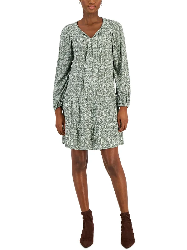 Buy More, Save More!Petites Womens Printed Short Mini Dress