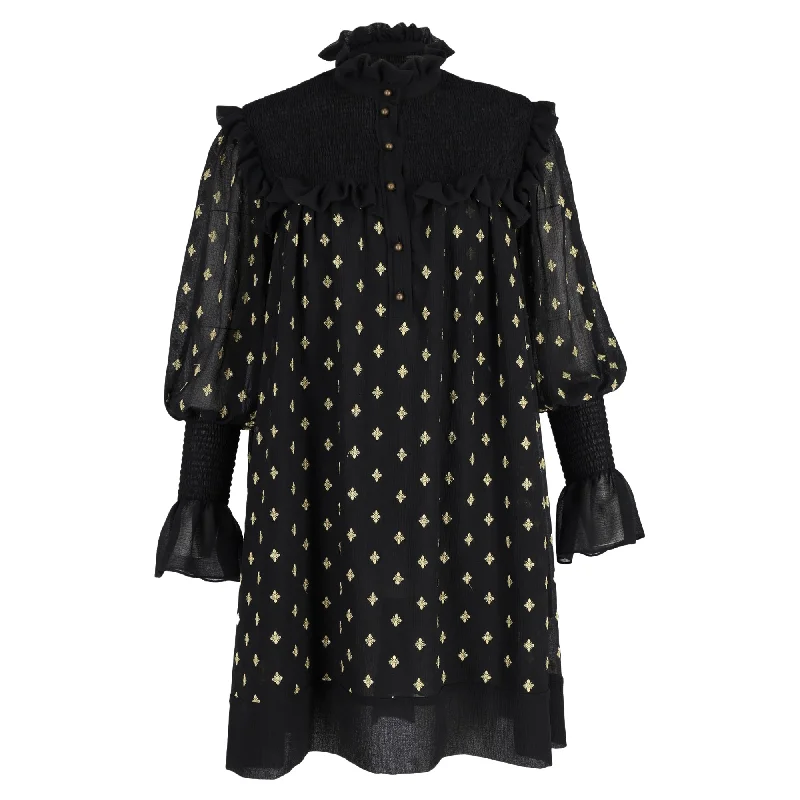 New Discounts Just Dropped!Philosophy di Lorenzo Serafini Ruffled Neck Mini Dress in Black Polyester