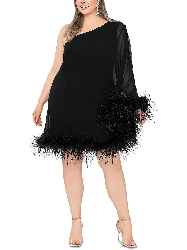 Snag the Best Prices Now!Plus Womens Asymmetric Above Knee Mini Dress