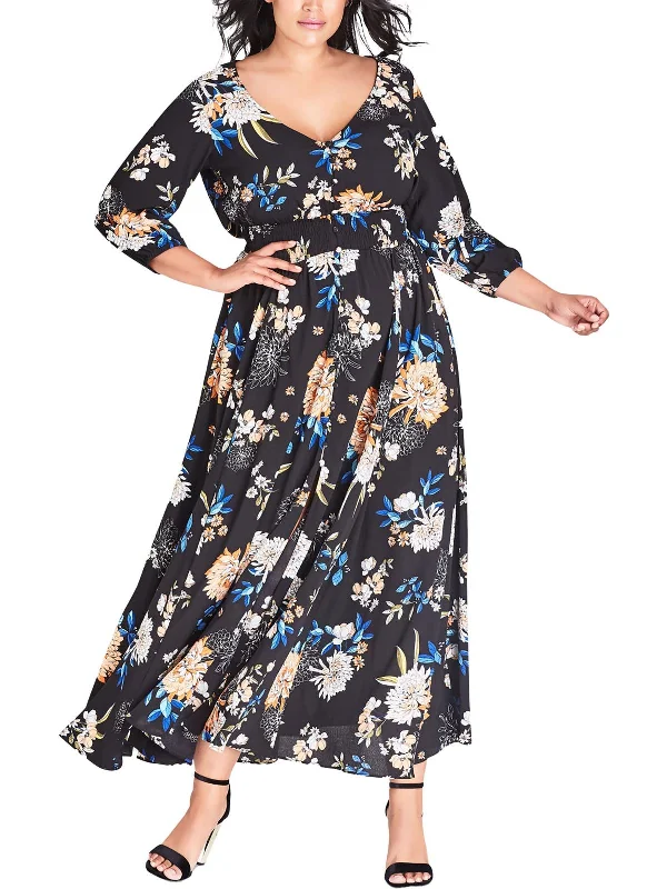 Must-Have Deals Inside!Plus Womens Full Length Floral Print Maxi Dress