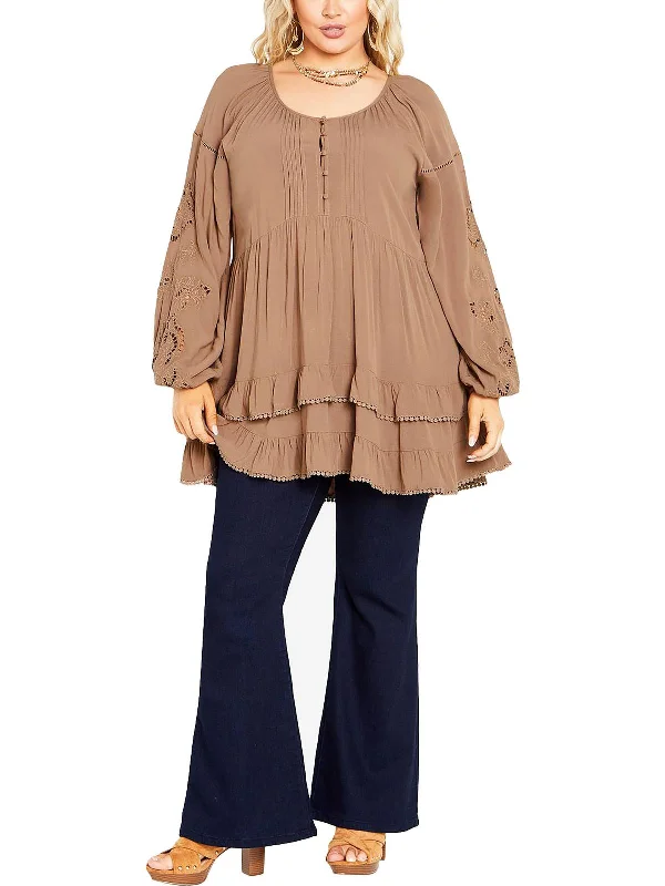 Get More for Less!Plus Womens Ladderstich Short Mini Dress