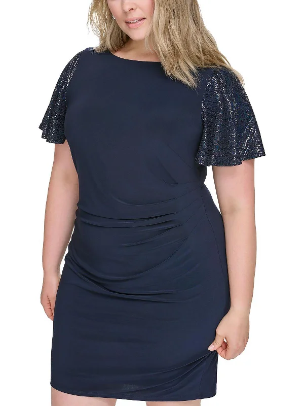 Only a Few Left – Order Now!Plus Womens Sequined Above Knee Mini Dress
