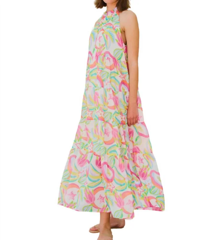 Crazy Discounts Inside!Printed Halter Maxi Dress In Copacabana White