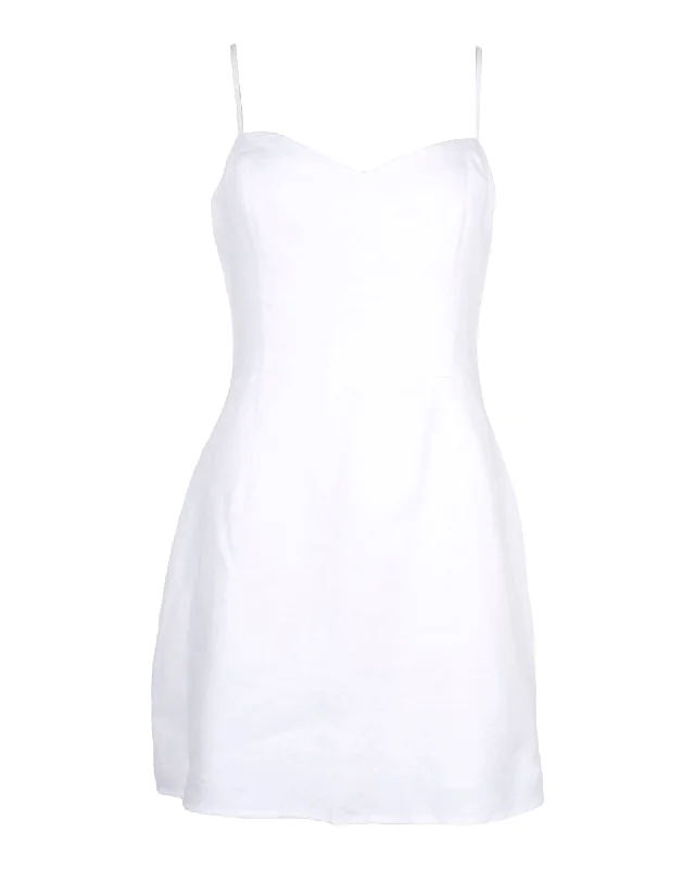 One Click Away from Big Savings!Reformation Roarke Mini Dress in White Linen