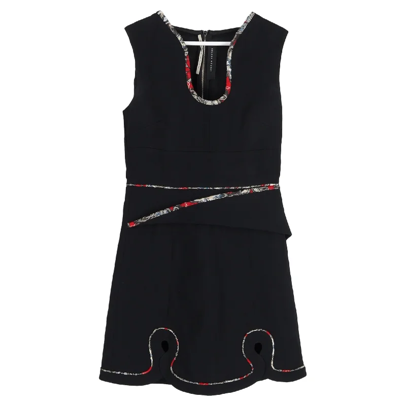 Steals and Deals Await!Roland Mouret Conrad Embroidered Crepe Mini Dress in Black Viscose