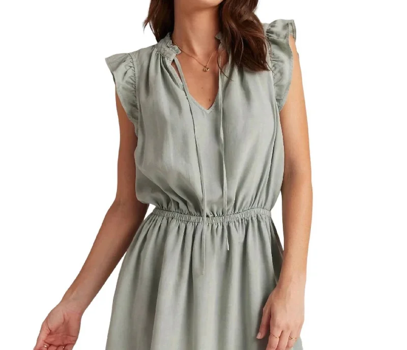 Special Offer – Act Fast!Ruffle Sleeve Mini Dress In Oasis Green