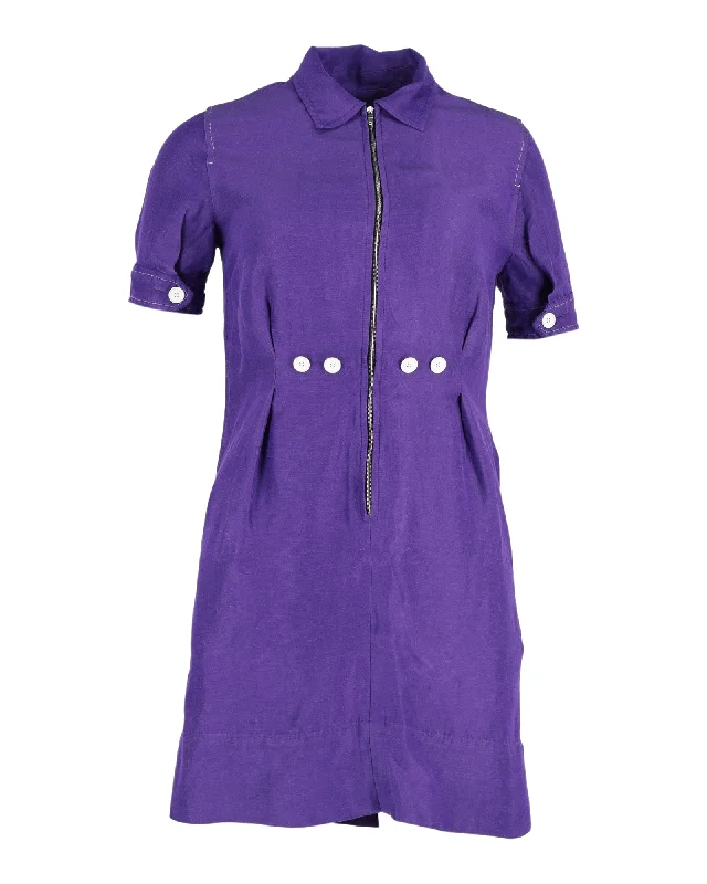 Best Deals Just for You!Sandro Paris Zip Front Mini Dress in Purple Viscose