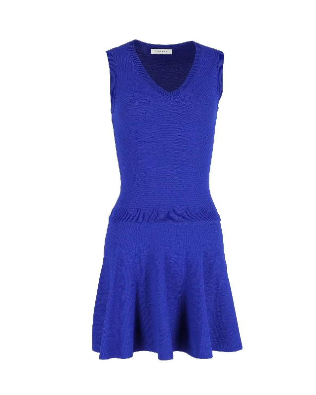 Your Discount is Waiting!Sandro V-Neck Mini Dress in Blue Viscose