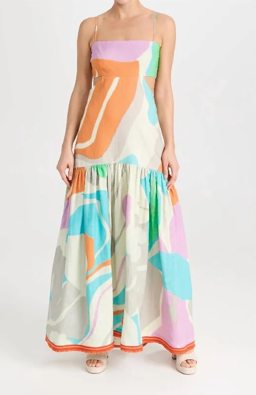 Unbeatable Prices!Shannon Maxi Dress In Pastel Multi Swirls