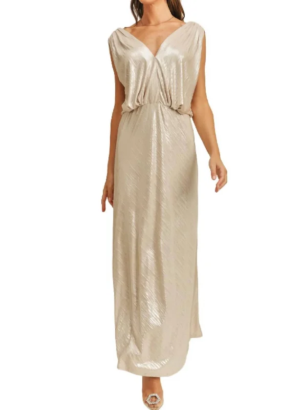 Your Chance to Save is Now!Shimmer Maxi Dress In Grey Silver