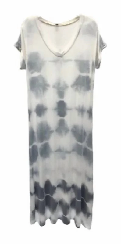 Time to Snag a Bargain!Short Sleeve V Neck Maxi Dress In Alligator Tie Dye