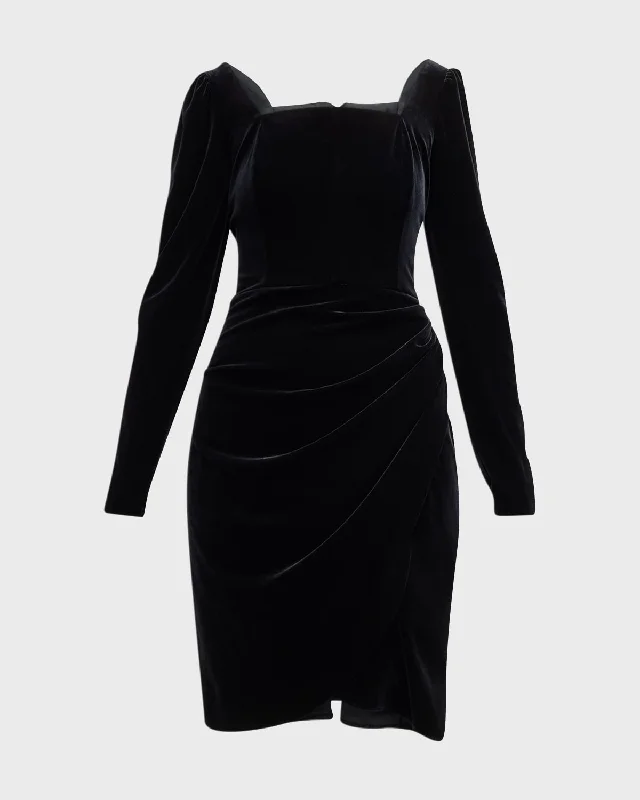 Instant Savings Await!Soho Draped Square-Neck Velvet Mini Dress