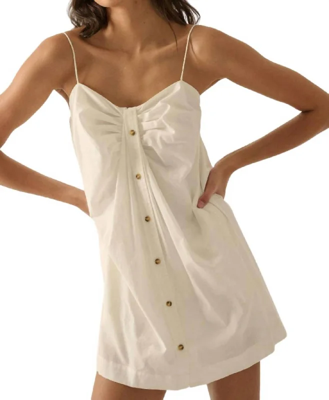 Stock Up and Save!Solid Woven Deconstructed Shirt Mini Dress In Cream