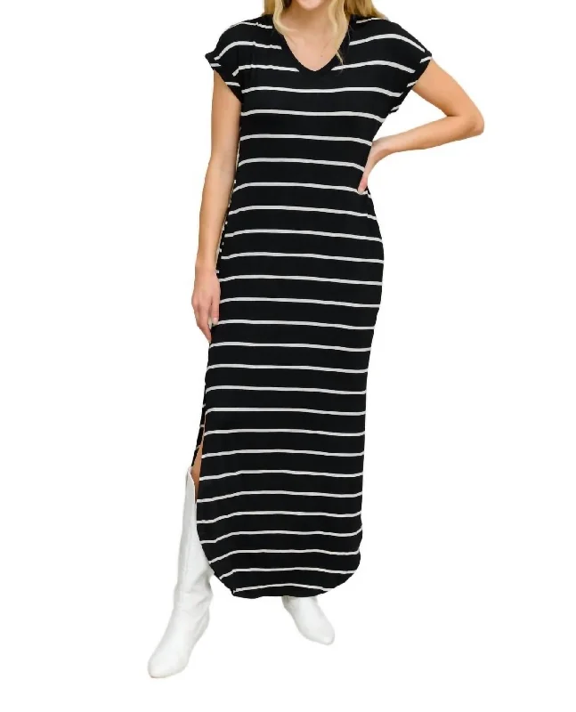 Save Money, Shop Happy!Striped Maxi Dress In Black