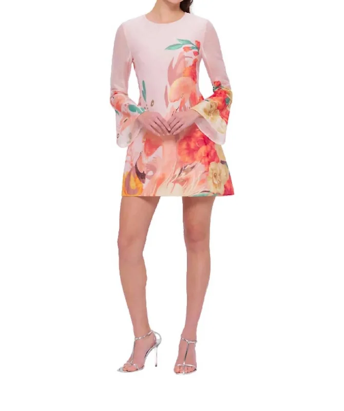 Your Shopping Spree Starts Here!Suzanne Bell Sleeve Mini Dress In Pink