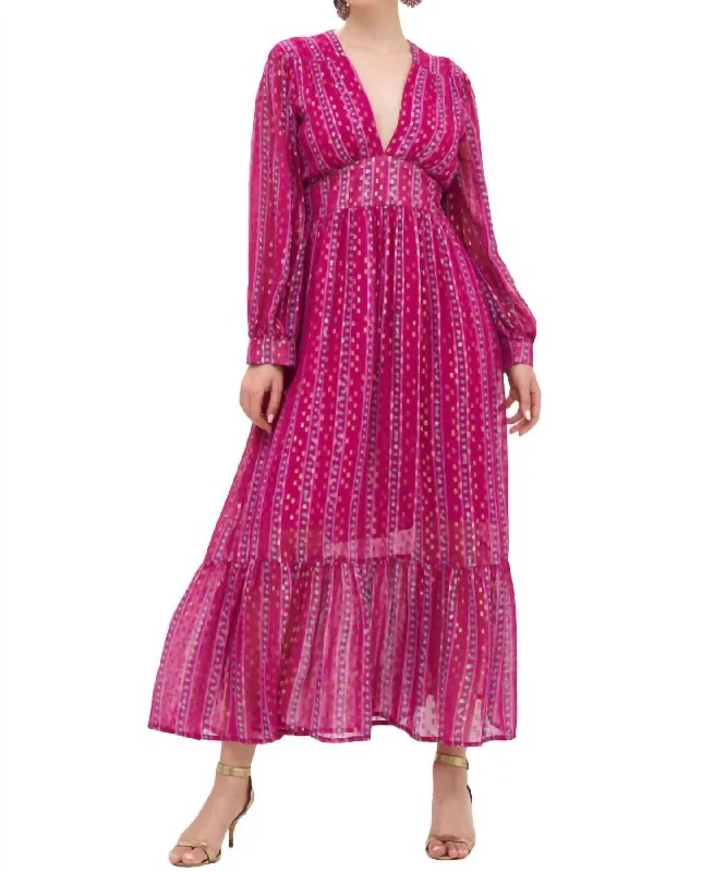 Your Shopping Spree Starts Here!Tie Back Maxi Dress In Melrose Magenta