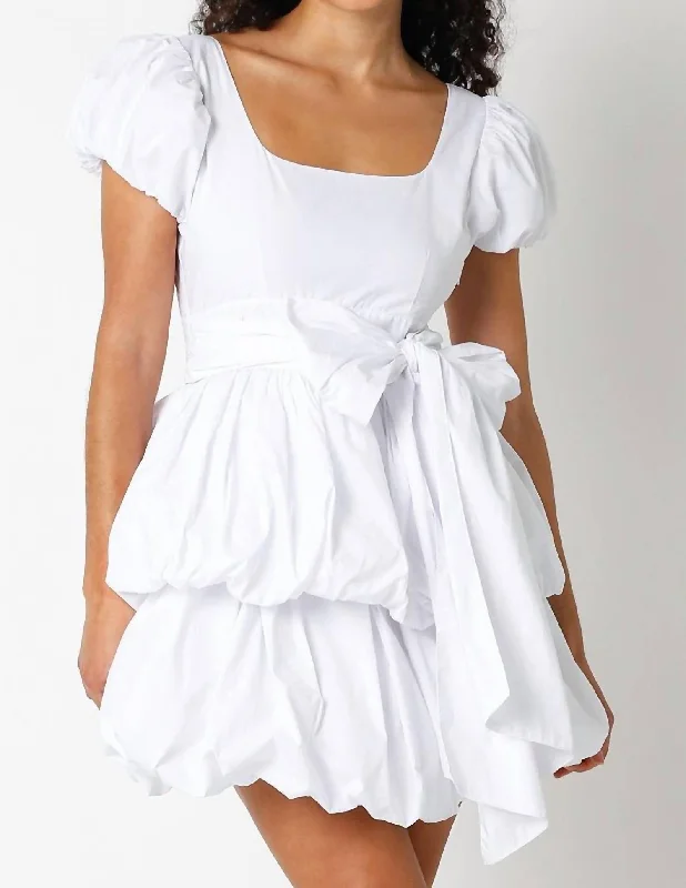 Shop Now and Save!Tiered Tie Mini Dress In White