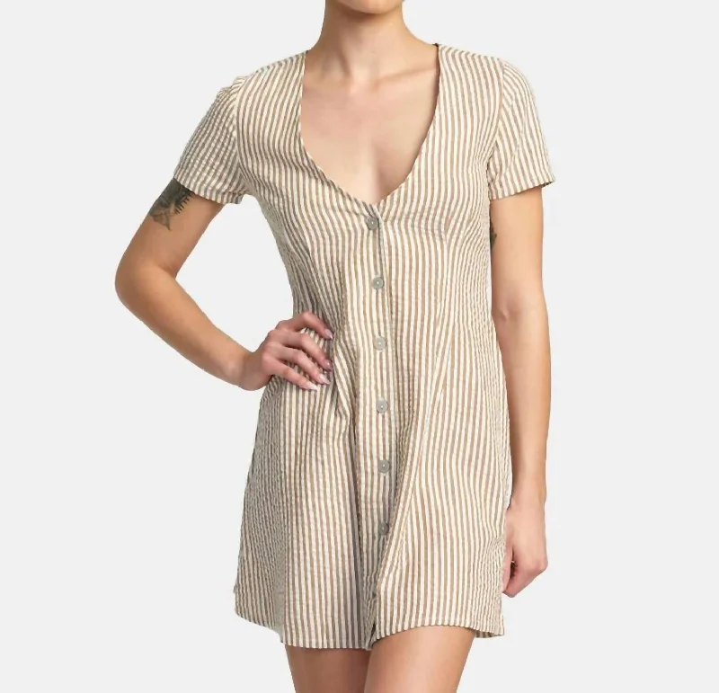 Every Deal is a Steal!Understated Mini Dress In Brown,white