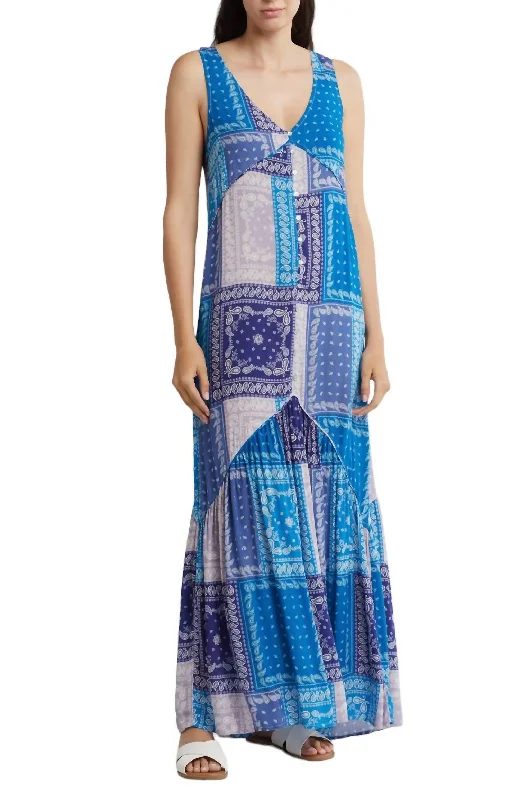 Your Shopping Wish, Our Discount Command!V-Neck Tank Maxi Dress In Paisley Patchwork
