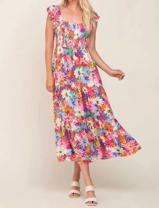 Act Fast – Limited Time Savings!Walk In The Flowers Maxi Dress In Fuschia