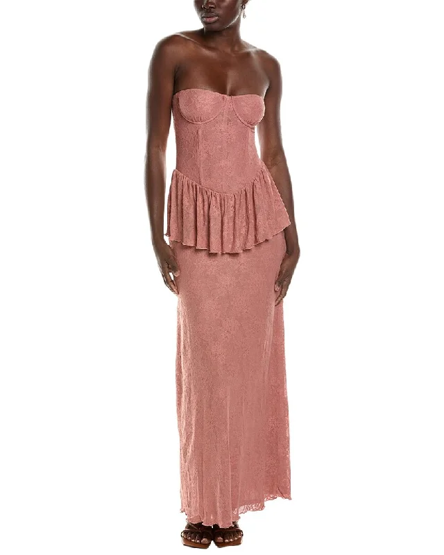 Your Favorite Items on Sale Now!WeWoreWhat Strapless Corset Peplum Maxi Dress