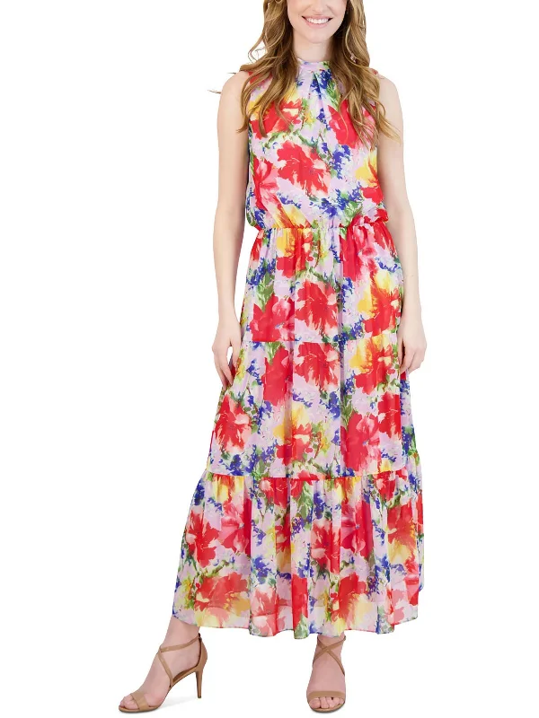 Limited Deals, Unlimited Savings!Womens Chiffon Floral Print Maxi Dress