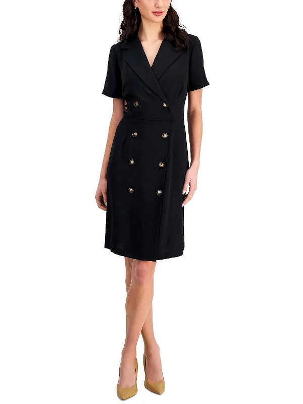 Buy One, Get One Free!Womens Double-Breasted Sheath Mini Dress