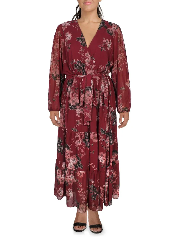 Shop the Hottest Deals!Womens Floral Print Chiffon Maxi Dress