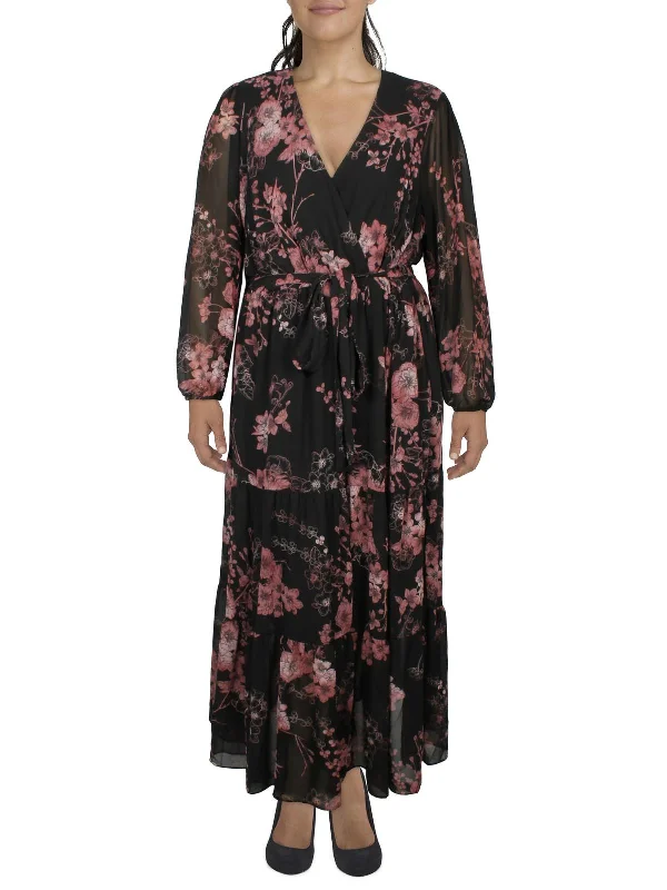 New Discounts Just Dropped!Womens Floral Print Polyester Maxi Dress
