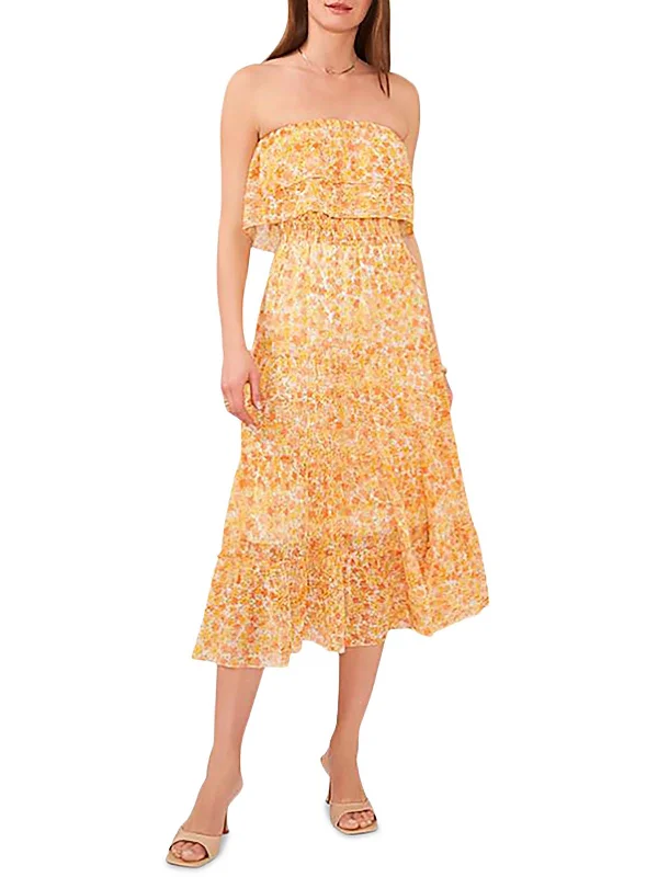 Stock Up and Save!Womens Floral Print Smocked Maxi Dress