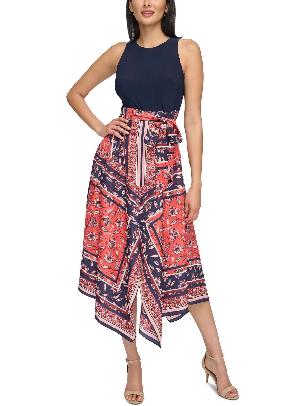 Your Exclusive Offer Awaits!Womens Handkerchief Hem Printed Maxi Dress