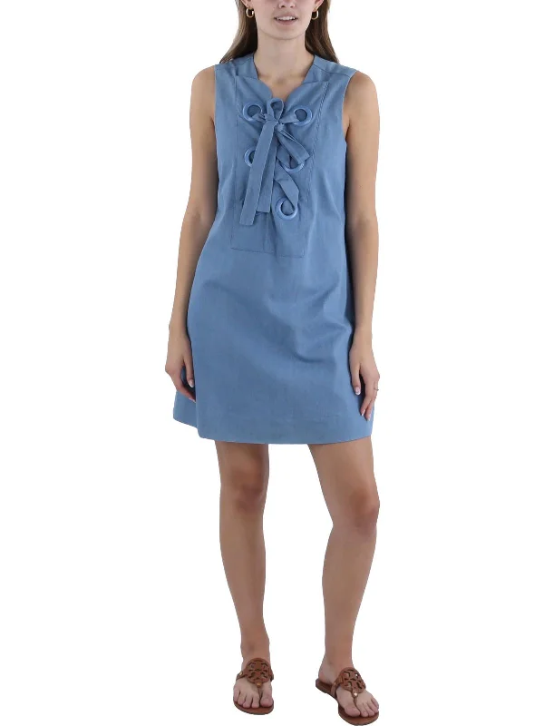Must-Have Deals Inside!Womens Lace-Up Mini Mini Dress