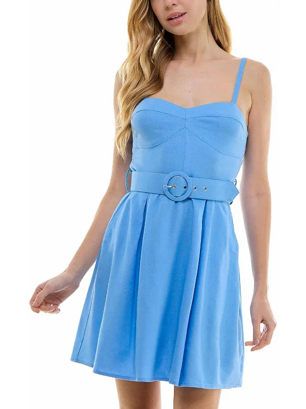 Buy More, Pay Less!Womens Linen Blend Short Mini Dress