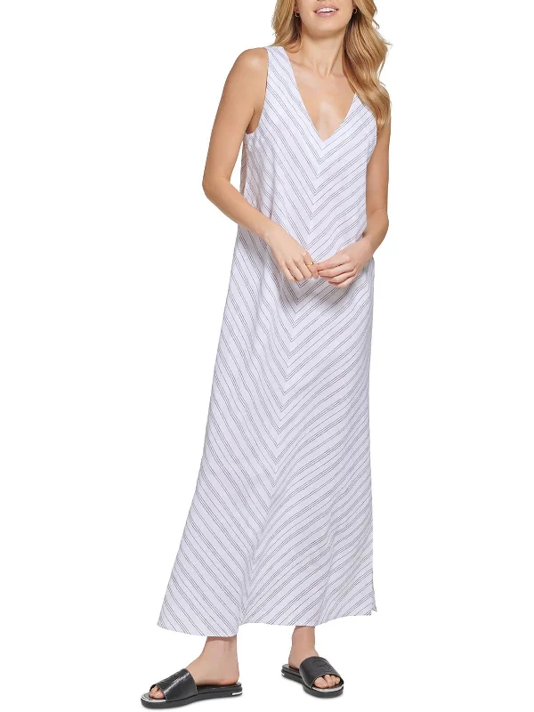 Enjoy Huge Discounts Now!Womens Linen V Neck Maxi Dress