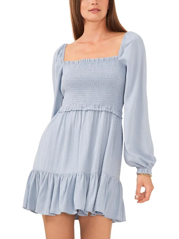 Shop Today, Save Tomorrow!Womens Smocked Long Sleeves Mini Dress