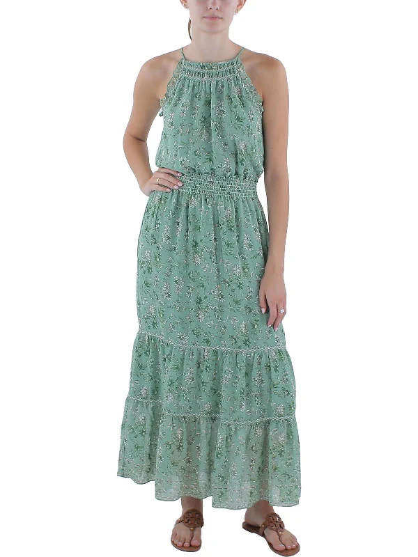 Massive Price Cuts!Womens Smocked Ruffled Maxi Dress