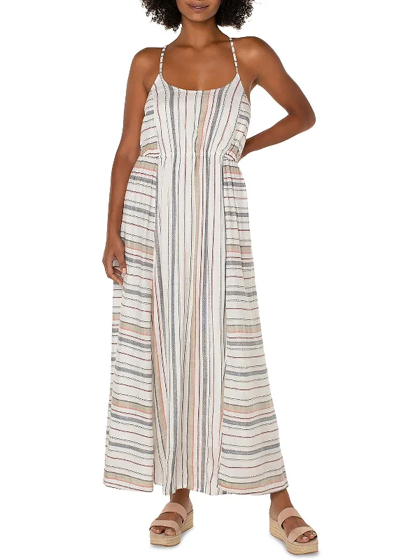 Your Shopping Spree Starts Here!Womens Striped Lined Maxi Dress