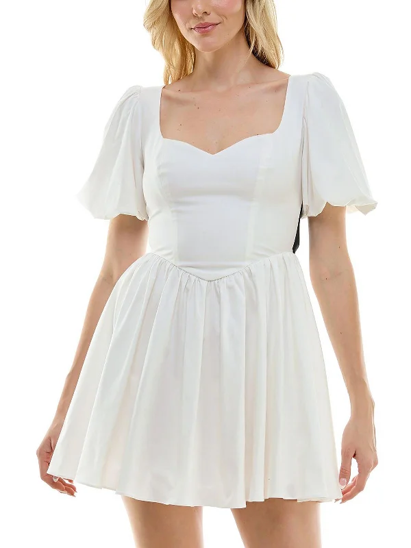 Flash Sale – Act Fast!Womens Sweetheart Puff Sleeve Mini Dress